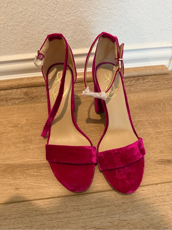 Sam Edelman Shoes - Sam Edelman Fuchsia Velvet Ankle-Strap Block Heels